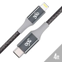 360 Electrical 360704-CH Habitat 4ft Premium USB-C to Lightning Braided Charging Cable - MFi Certified for iPhone and iPad - Charcoal