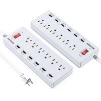 [2 Pack] POWERADD 6-Outlet 6 USB Ports Power Strip Extension Lead with Surge Protector 1625W/13A, 6ft Heavy Cord for Smartphones, Tablets, Desk Lamps, Computers, Other AC and DC Devices