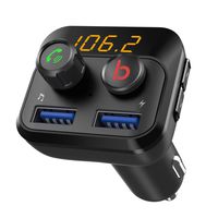 Linkstyle FM Transmitter with Bass Booster, Bluetooth 5.0 FM Transmitter Wireless Radio Car Adapter Receiver, Dual USB Charging Ports, Hands Free Calling, Support USB Flash Drive, TF Card