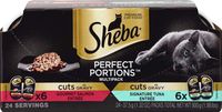 Sheba Wet Food Sheba Perfect Portions Wet Cat Food Cuts in Gravy Gourmet Salmon Entree & Signature Tuna Entree Variety Pack, (12) 2.6 Oz. Twin-Pack Trays, 12 Count (Pack of 12)