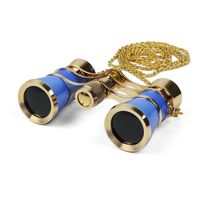 Kingscope 3X25 Vintage Opera Glasses Binoculars for Theater Musical Concert (Blue, with Chain)