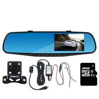 Panlelo PAC30P32 Dash Cam Dual Lens Rearview Mirror Vehicle DVR Car Camera Car Video Recorder for Vehicles Front and Rear DVR, 4.3 Inch Screen, Enhanced HD720P with 32G Memory Card
