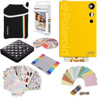 Polaroid Mint Instant Digital Camera (Yellow) Gift Bundle + Paper (20 Sheets) + Deluxe Pouch + 9 Fun Sticker Sets + Twin Tip Markers + Photo Album + Hanging Frames + 100 Sticker Frame Set