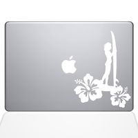 The Decal Guru Surfer Girl Decal Vinyl Sticker, 15" MacBook Pro (2015 & Older Models), White (1454-MAC-15P-W)