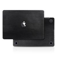 Black Leather Texture Skin Decal (4-in-1) Full-Size 360° Protector Cover Apple MacBook Pro 13 Inch A1706 A1708 A1989 (2016 to 2019 Model, with & w/o Touch Bar & ID) Black Keyboard Cover