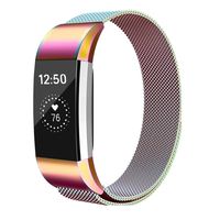 Keasy Replacement Bands Compatible with Fitbit Charge 2, Stainless Steel Metal Lock Replacement Wristband for Women Men (Colorful, Large (6.1-9 Inch))