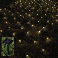 BMOUO 1Mx2M 120 LEDs String Lights Net Mesh Lights, Waterproof Solar Net Led String Lights for Outdoor, Gardens, Homes, Dancing, Christmas Party (Warm White)