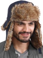 Trapper Hat - Winter Trooper Aviator Earflap Eskimo Hat - Fits Men & Women Navy Blue