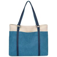 Gywon Women's Work Tote Laptop Shoulder Bag Canvas Totes Leather Handle Handbag Purse Briefcase Fits 15.6 inch Computer for School Business Office Travel Beach