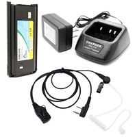 Kenwood KNB-29N Two-Way Radio Battery (1600mAh, 7.2V, NIMH) + Charger + FBI Earpiece with Push to Talk (PTT) Microphone for Kenwood TK-3300, Kenwood TK-3200, Kenwood TK-2200, Kenwood TK-2300