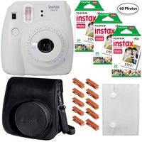 Fujifilm Instax Mini 9 (Smokey White), 3X Instax Film (60 Sheets), Groovy Case, Accordion Album and Hanging Pegs