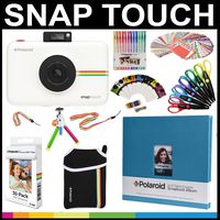 Polaroid Snap Touch Instant Camera Gift Bundle + Zink Paper (30 Sheets) + 8x8 Cloth Scrapbook + Pouch + 6 Edged Scissors + 100 Sticker Border Frames + Gel Pens + Hanging Frames + Accessories