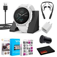 Garmin Fenix 6S Multisport GPS Smartwatch (42mm, White/White Band) with Charging Standn Fitness Suite, Bluetooth Earbuds and More