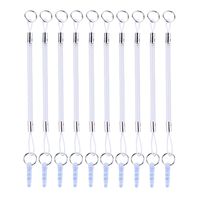 XRONG Stylus Tether 10 Pack of Detachable Elastic Coil Lanyards/Tether Strings with 3.5mm earphone jack for Stylus Touch Pens Clear