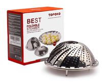 TOPOKO Vegetable Steamer Basket, Fits Instant Pot Pressure Cooker 5/6 QT and 8 QT, 18/8 Stainless Steel, Folding Steamer Insert For Veggie Fish Seafood Cooking, Expandable to Fit Various Size Pot