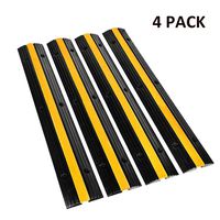 4 Pack 1-Channel Rubber Cable Protector Ramp Traffic Speed Bump 18000lbs Capacity Heavy Duty Cable Protective Cover Ramp Driveway Hose Cord Track Protector Wires Concealer for Garage Parking