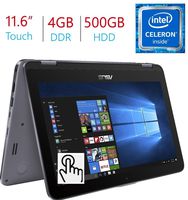 2018 Newest Business Asus VivoBook Flip 11.6" 2-in-1 HD Touchscreen Laptop/Tablet, Intel Dual Core N3350, 4GB DDR3 RAM, 500GB HDD, WiFi, FingerPrint Reader, Windows 10 Home, Stylus Pen Included