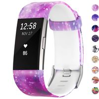 SKYLET for Fitbit Charge 2 Bands, Silicone Replacement Bands for Fitbit Charge 2 Accessory Wristbands (No Tracker)[Purple Universe, Large]