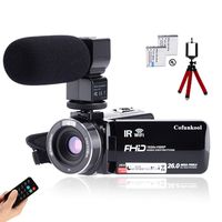 CofunKool Camcorder 1080P 26MP Video Camera WiFi Vlogging Camera for YouTube, 270° Flipping 3.0" IPS Touch Screen, IR Night Vision, with Microphone Remote Control Mini Tripod, Support USB, TV Output