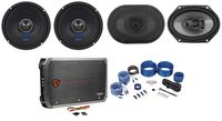 2 Rockville RXM64 6.5" Mid-Bass Car Audio Speakers+6x8 Coaxials+4-Ch Amp+Wires