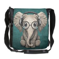 HUE FIUB Classic Baby Elephant DJ Messenger Bag Shoulder Bag Outdoor Sports Crossbody Bag Side Bag For Men Women