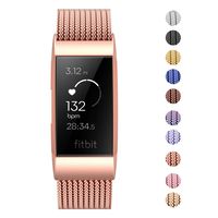 Fitlink Stainless Steel Metal Replacement Bands for Fitbit Charge 3 and Charge 3 SE for Women Men,Multi Color Multi Size(Rose Gold,Large(6.1 ''- 9.9''))