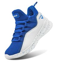 WETIKE Kids Basketball Shoes Comfortable Boys Basketball Sneakers Youth Mid-top Slip-on Girls Running Shoes Lightweight Big Little Kids Shoes Size 1.5 Blue
