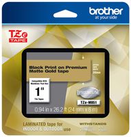 Brother P-touch TZe-M851 Black Print on Premium Matte Gold Laminated Tape 24mm (0.94") wide x 8m (26.2') long