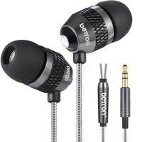 Betron B25 Noise Isolating in Ear Canal Headphones Earphones with Pure Sound and Powerful Bass for iPhone, iPad, iPod, Samsung Smartphones and Tablets (Black Without Remote)