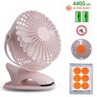 HALLO Gontar Clip-on Stroller Fan 4400 mAh Rechargeable Lithium Battery & USB Cable 360°Rotation Adjustable Speed-Operated Accessory for Baby, Car Seat, Gym, Travel, Treadmill,(Pink)