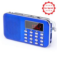 Mini Portable Pocket AM/FM Radio with LED Flashlight, PRUNUS J-908 Digital Radio Speaker Music Player Support Micro SD/TF Card/USB, Auto Scan Save, 1200mAh Rechargeable Battery Operated(Blue)