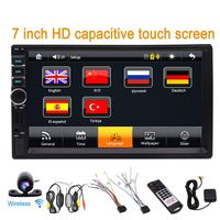 7 Inch Car Stereo GPS Navigation Double Din Car Video Player Bluetooth Car Radio Audio Support Steering Wheel Control Camera MP3 MP5 Player Remote Control with Colorful Buttons Wireless Camera