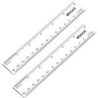 2 Pack 6 Inches Clear Plastic Ruler Straight Ruler Plastic Measuring Tool for Student School Office