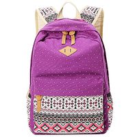 Minch Polka Dot Laptop Backpack- professional Canvas 14" School napsack college Backpack (Purple)