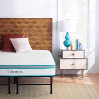 Linenspa 10 Inch Memory Foam and Innerspring Hybrid Mattress with Linenspa 14 Inch Folding Platform Bed Frame - King