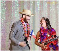 ShiDianYi Iridescent White Backdrops for Photography Transparent White-5FTX7FT-Glitter Backdrop Sequin Backdrop Curtain-