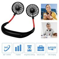 EVERANGEL Hand Free Fan Portable Neckband Fan 2000mAh USB Rechargeable Mini Sport Fan 12H Working Hours 360 Degrees Free Rotation & 3 Speed Adjustable, for Indoor ans Outdoor Activity (Black) (Black)