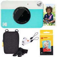 Kodak Printomatic Instant Camera (Blue) Basic Bundle + Zink Paper (20 Sheets) + Deluxe Case + Comfortable Neck Strap