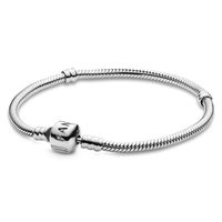 PANDORA Jewelry - Moments Snake Chain Charm Bracelet for Women in Sterling Silver with Clear Cubic Zirconia, 7.5 in / 19 cm