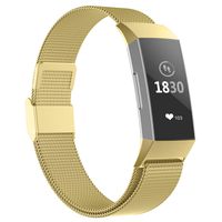 POY Compatible for Fitbit Charge 3 Bands,Replacement Wristbands for Fitbit Charge 3 SE Fitness Activity Tracker, Metal Stainless Steel Bracelet Strap with Unique Magnet Lock for Women Men Gold L