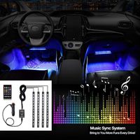 Car LED Strip Lights EXPERTBEAM interior footwell lighting kit 8 colors 4 pcs 48 LED Multi Color Interior Lights, Remote Control Under Dash Lighting Kit DC 12V