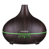 VicTsing Essential Oil Diffuser, 300ml Oil Diffuser with 7 Color Lights and 4 Timer, Aromatherapy Diffuser with Auto Shut-off Function, Cool Mist Humidifier BPA-Free for Bedroom Home -Dark Brown