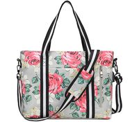 Laptop Tote Bag for Women, Notebook Messenger Bag Crossbody Computer Bag with Zipper Floral Shoulder Bag and Purses for 15.6 inch for Work Travel Water Resistant with USB Charging Port Grey