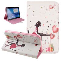 Galaxy Tab 4 7.0 Case, NSSTAR Butterfly Fairy Girl Flower Pattern Inlaid Shiny Glitter Rhinestone PU Leather Flip Protective Case Cover with Stand for Samsung Galaxy Tab 4 7.0 T230 T231 (Office Girl)