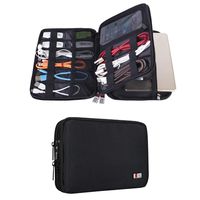 BUBM Double Layer Electronic Accessories Organizer, Travel Gadget Bag for Cables, USB Flash Drive, Plug and More, Perfect Size Fits for iPad Mini (Medium, Black)