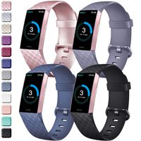 Tobfit Sport Bands Compatible with Fitbit Charge 3/Fitbit Charge 3 SE Bands, Soft TPU Wristbands Accessories Women Men, Small Large (Blue Gray/Rose Gold/Black/Navy Blue, Small)