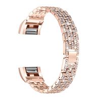 bayite Metal Bands Compatible Fitbit Charge 2, Replacement Accessories Bracelet Rhinestone Bling, Rose Gold