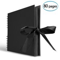 INNOCHEER Scrapbook, 80 Black Pages Scrap Book Photo Album, 11.6 x 8.3 inch Great for Craft Paper DIY Anniversary, Wedding, (Black)