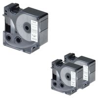 NineLeaf 3 Pack Black on White Vinyl Label Tape Compatible for DYMO 18445 Rhino LabelManager 300 350 400 450 Label Maker,19mm(3/4") x5.5m(18ft)