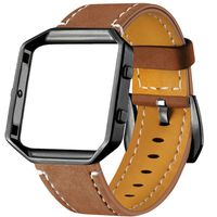 Dizywiee for Fitbit Blaze Leather Bands with Metal Frame, Classic Genuine Leather Wristband for Fitbit Blaze Replacement Fitness Strap Women Men